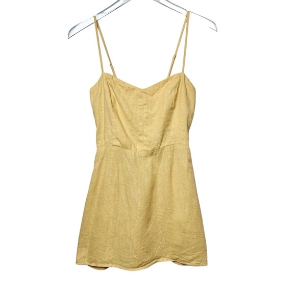 Reformation Roarke Butter Yellow Linen Women’s Strappy Mini Dress Sz 6 - Picture 2 of 15